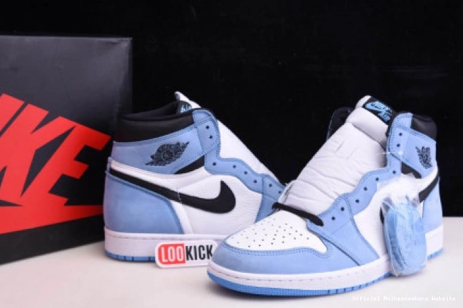 Official Maikesneakers WHITE RETRO HIGH BLACK AIR BLUE 1 UNIVERSITY 555088-134 JORDAN 0805
